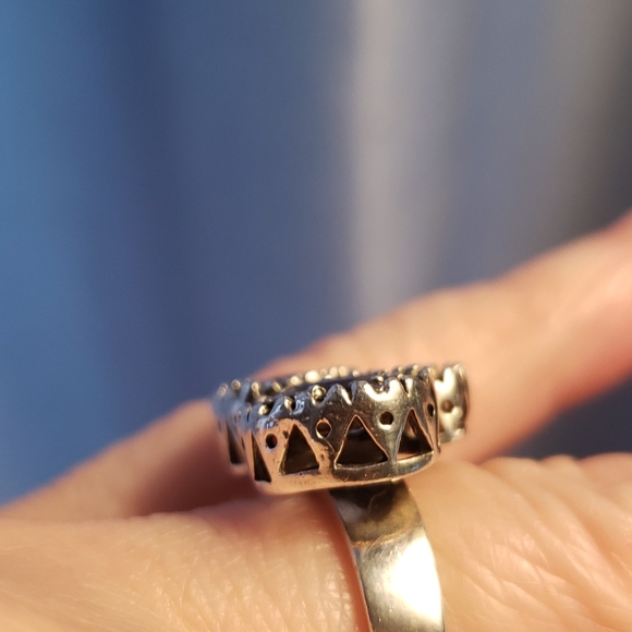 Sterling 925 Silver blue topaz and marcasite ring - Picture 4 of 6